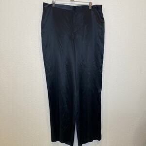 Lauren Ralph Lauren Women’s Silk Wide Leg Flat Front Trousers EUC Sz 16 Black